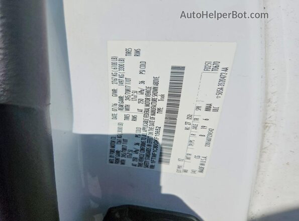 1FTMF1C80GKF15652 2016 FORD F150 White Вид наклейки з VIN-кодом