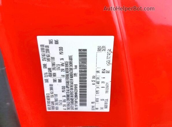 1FTMF1C89HKC51915 2017 FORD F150 Red Engine compartment view
