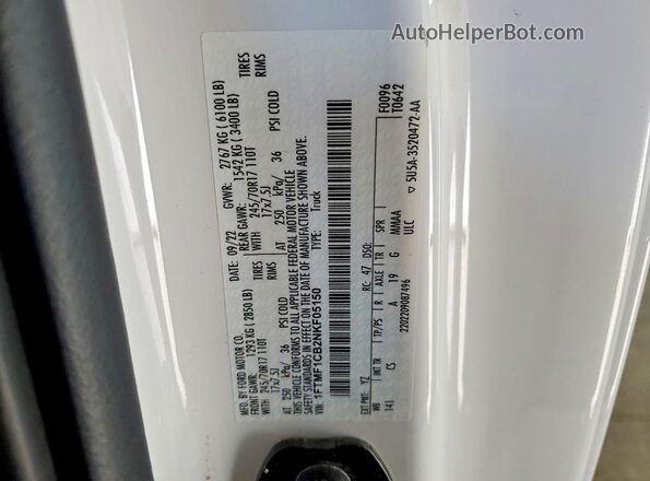1FTMF1CB2NKF05150 2022 FORD F150 White ძრავის განყოფილების ხედი