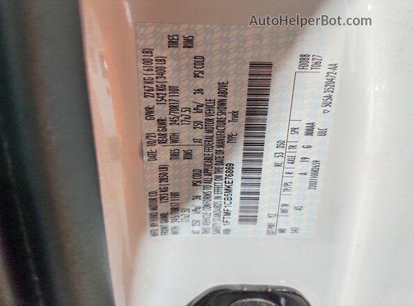 1FTMF1CB5MKE76869 2021 FORD F150 White Engine compartment view
