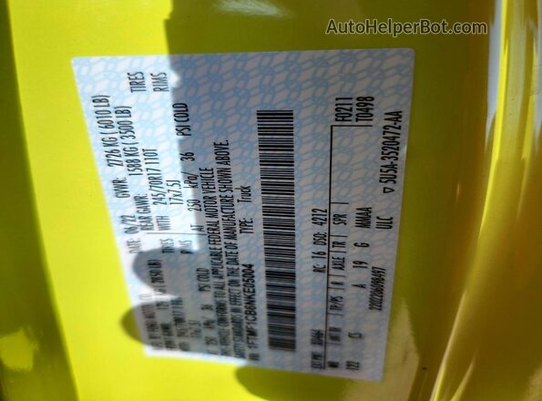 1FTMF1CB6NKE05004 2022 FORD F150 Yellow VIN sticker view