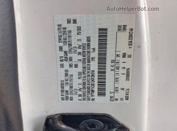 1FTMF1CB7JKF29518 2018 FORD F150 White Շարժիչի բաժամունքի տեսք