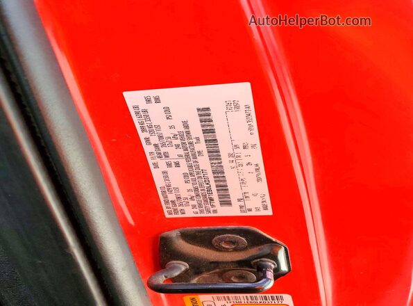 1FTMF1EB0LKD37177 2020 FORD F150 Red Widok naklejki z numerem VIN