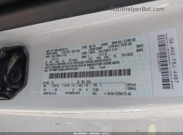 1FTMF1EB2JKF31321 2018 FORD F150 White Engine compartment view