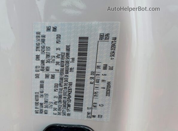 1FTMF1EP6PKE87165 2023 FORD F150 White Vista del compartimento del motor