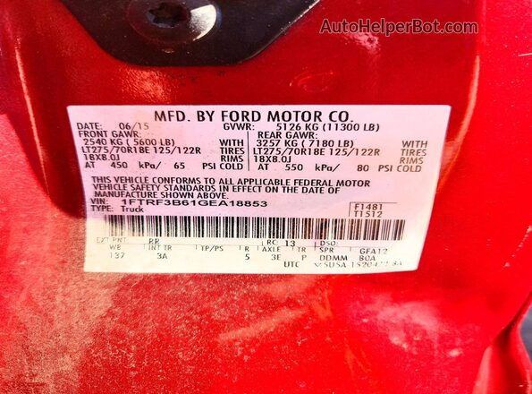 1FTRF3B61GEA18853 2016 FORD F350 Red Widok komory silnika