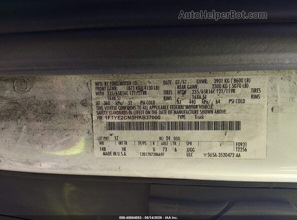 1FTYE2CM5HKB37000 2017 FORD TRANSIT-150 Белый Вид подкапотного пространства
