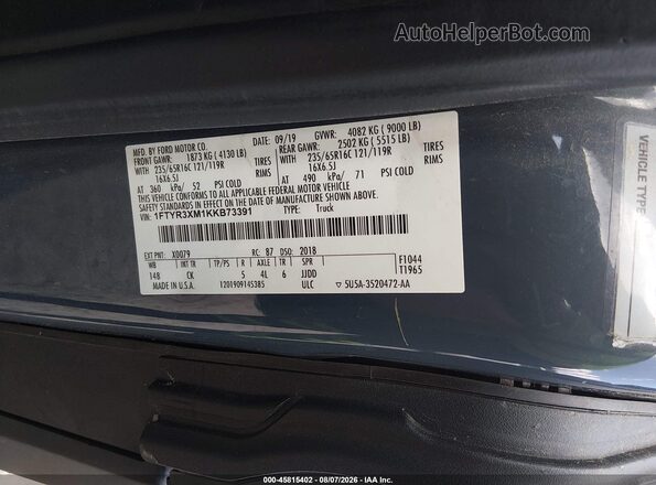 1FTYR3XM1KKB73391 2019 FORD TRANSIT-250 Blue Շարժիչի բաժամունքի տեսք