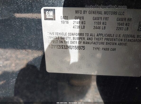 1G1105S32HU158975 2017 CHEVROLET IMPALA Black Engine compartment view