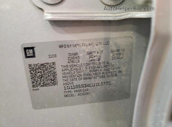 1G1105S34LU105770 2020 CHEVROLET IMPALA Silver Vista del compartimento del motor