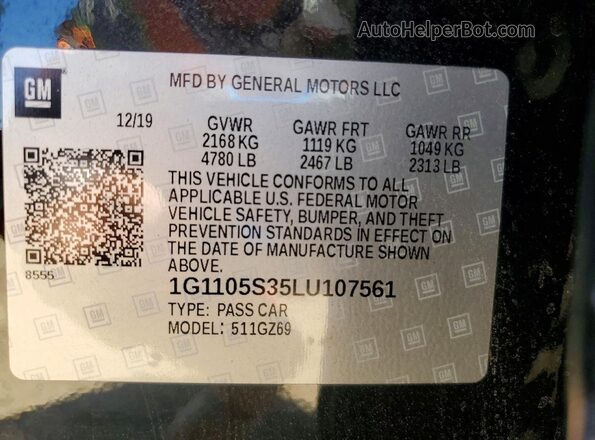 1G1105S35LU107561 2020 CHEVROLET IMPALA Black Engine compartment view