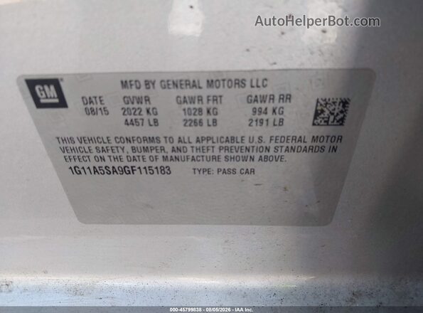 1G11A5SA9GF115183 2016 CHEVROLET MALIBU Silver Widok komory silnika