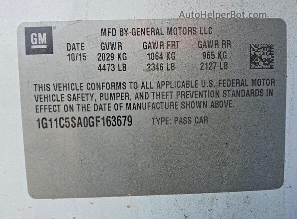 1G11C5SA0GF163679 2016 CHEVROLET MALIBU White Շարժիչի բաժամունքի տեսք
