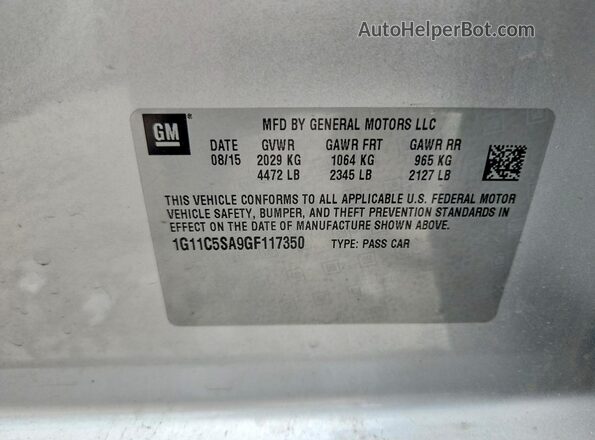 1G11C5SA9GF117350 2016 CHEVROLET MALIBU Silver Vista del compartimento del motor