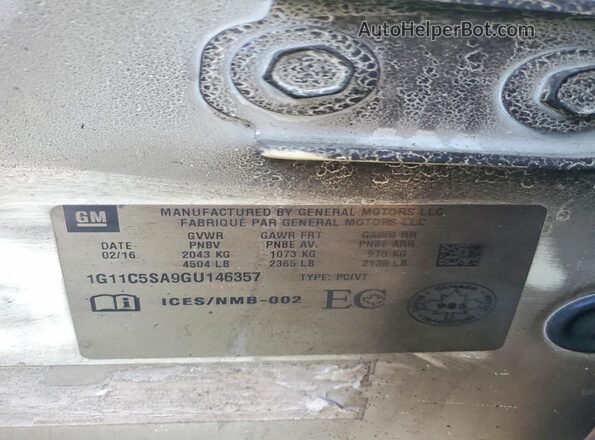 1G11C5SA9GU146357 2016 CHEVROLET MALIBU White Engine compartment view