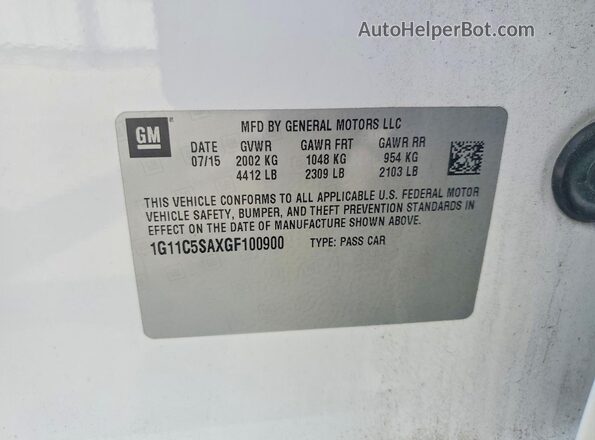 1G11C5SAXGF100900 2016 CHEVROLET MALIBU White Вид підкапотного простору