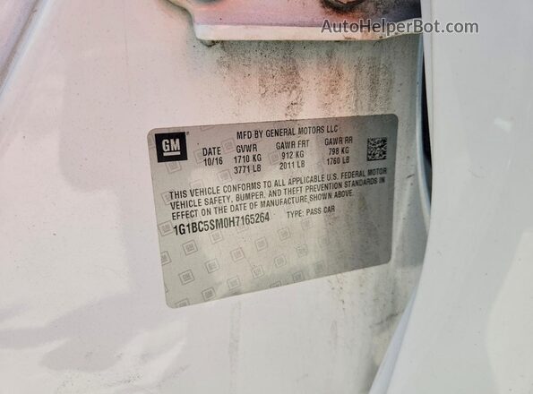 1G1BC5SM0H7165264 2017 CHEVROLET CRUZE White Vista del compartimento del motor
