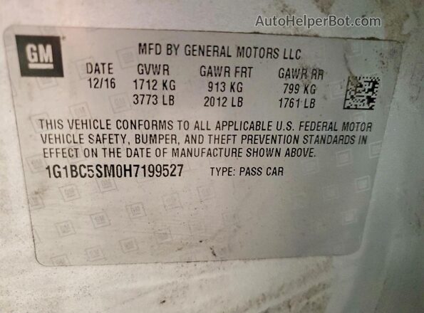 1G1BC5SM0H7199527 2017 CHEVROLET CRUZE Silver Widok komory silnika