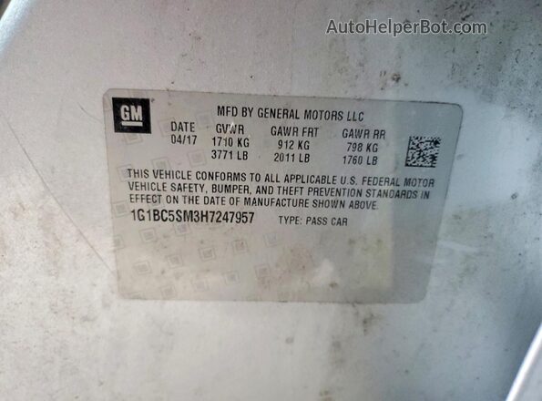1G1BC5SM3H7247957 2017 CHEVROLET CRUZE Silver ძრავის განყოფილების ხედი