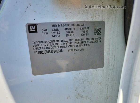 1G1BC5SM3J7145516 2018 CHEVROLET CRUZE Белый Вид подкапотного пространства