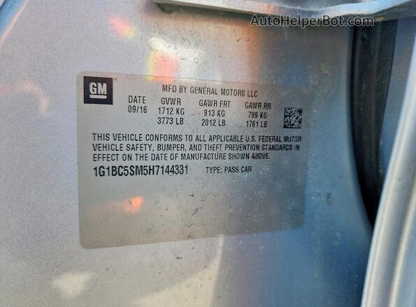 1G1BC5SM5H7144331 2017 CHEVROLET CRUZE Silver Вид підкапотного простору