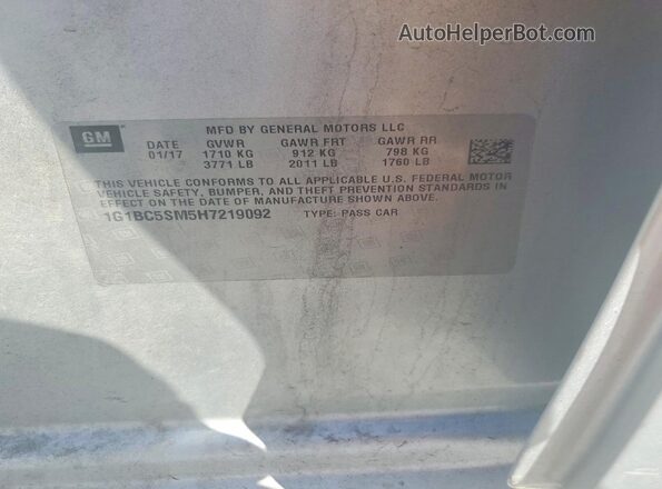 1G1BC5SM5H7219092 2017 CHEVROLET CRUZE Silver Vista del compartimento del motor