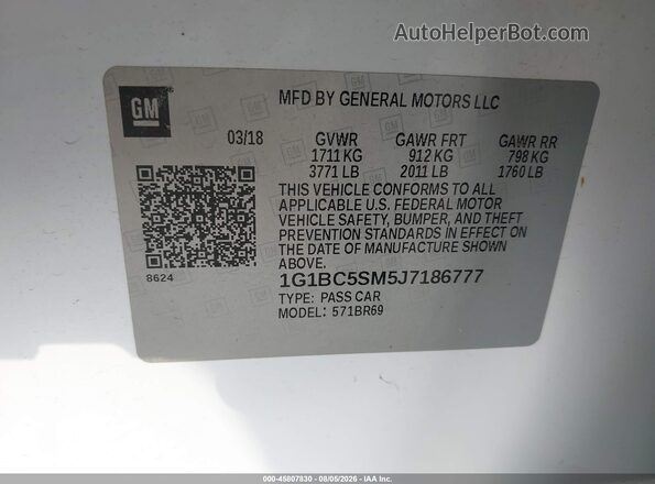 1G1BC5SM5J7186777 2018 CHEVROLET CRUZE Белый Вид подкапотного пространства