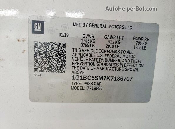 1G1BC5SM7K7136707 2019 CHEVROLET CRUZE White Engine compartment view