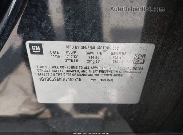 1G1BC5SM8H7193216 2017 CHEVROLET CRUZE Черный Вид подкапотного пространства