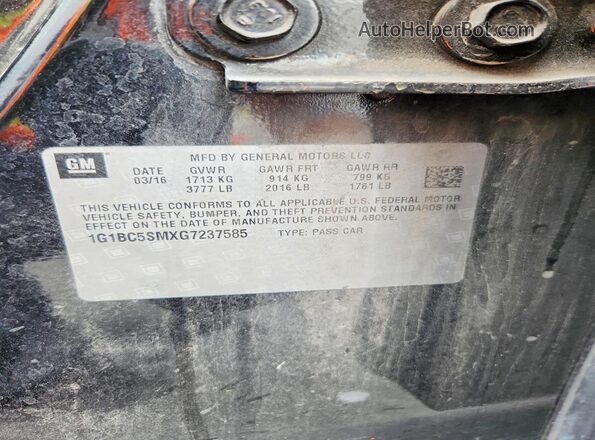 1G1BC5SMXG7237585 2016 CHEVROLET CRUZE Black Вид підкапотного простору