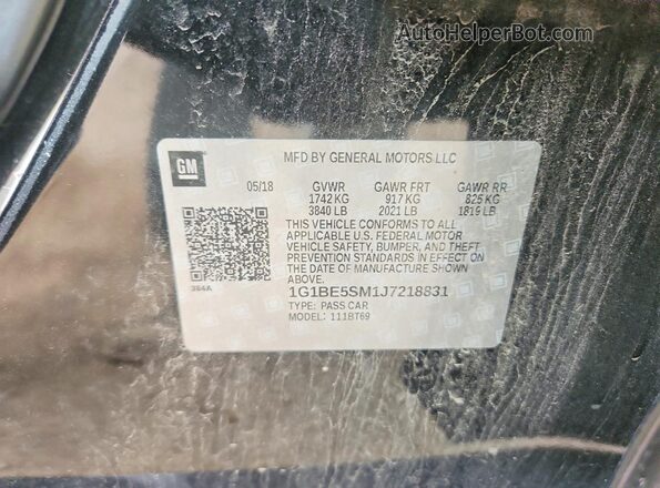 1G1BE5SM1J7218831 2018 CHEVROLET CRUZE Black VIN sticker view