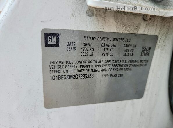 1G1BE5SM2G7285253 2016 CHEVROLET CRUZE White ძრავის განყოფილების ხედი