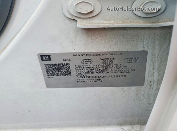 1G1BE5SM2K7138178 2019 CHEVROLET CRUZE Белый Вид подкапотного пространства