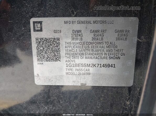 1G1BE5SM2K7145941 2019 CHEVROLET CRUZE Черный Вид подкапотного пространства