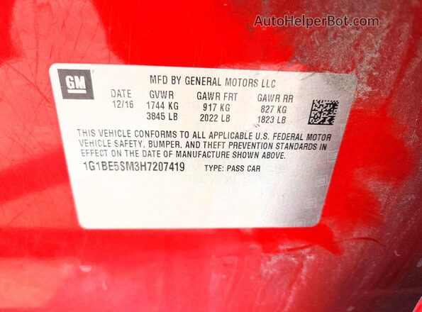 1G1BE5SM3H7207419 2017 CHEVROLET CRUZE Red Widok komory silnika