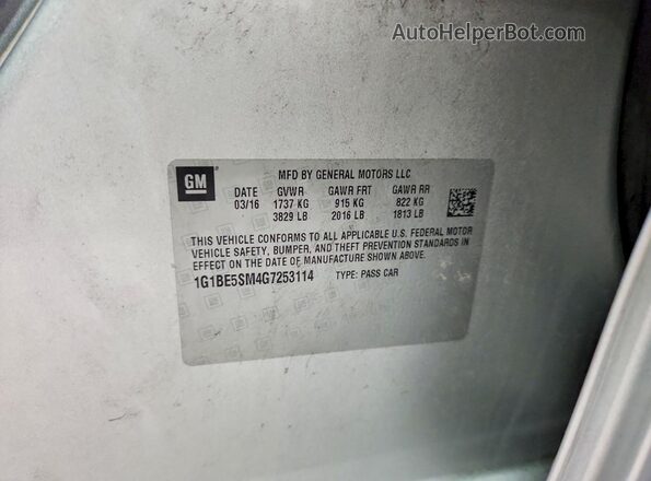 1G1BE5SM4G7253114 2016 CHEVROLET CRUZE Silver Widok komory silnika
