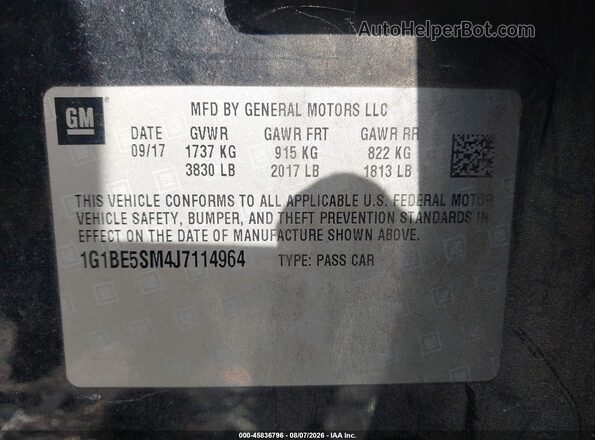 1G1BE5SM4J7114964 2018 CHEVROLET CRUZE Black Շարժիչի բաժամունքի տեսք