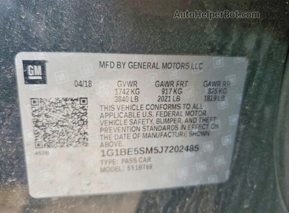 1G1BE5SM5J7202485 2018 CHEVROLET CRUZE Gray Widok komory silnika