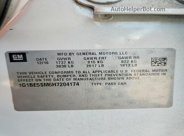 1G1BE5SM6H7204174 2017 CHEVROLET CRUZE White ძრავის განყოფილების ხედი