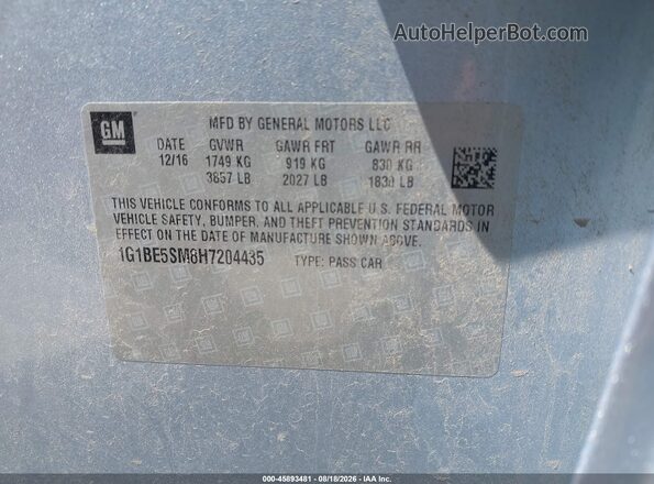 1G1BE5SM8H7204435 2017 CHEVROLET CRUZE Light Blue Engine compartment view