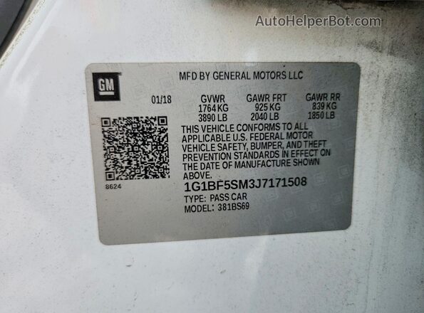 1G1BF5SM3J7171508 2018 CHEVROLET CRUZE White Вид підкапотного простору