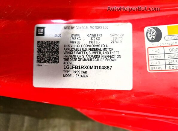 1G1FB1RX0M0104867 2021 CHEVROLET CAMARO Red Widok komory silnika