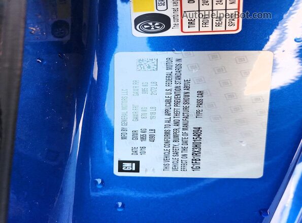1G1FB1RX3H0154894 2017 CHEVROLET CAMARO Blue Widok naklejki z numerem VIN