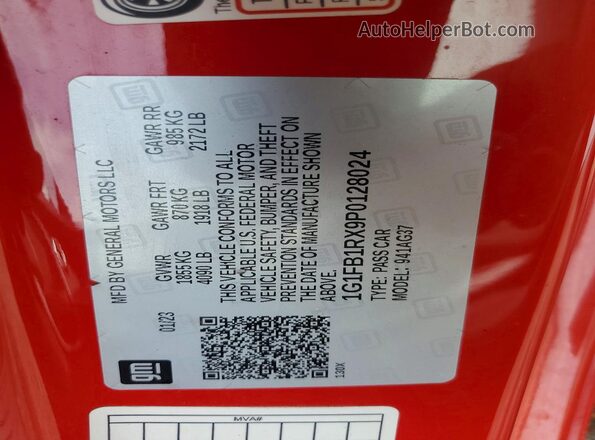 1G1FB1RX9P0128024 2023 CHEVROLET CAMARO Red Engine compartment view