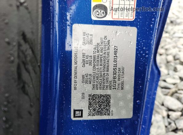 1G1FB3DS1L0114927 2020 CHEVROLET CAMARO Синий Вид подкапотного пространства