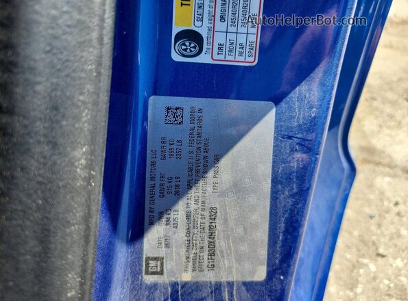 1G1FB3DX4H0214328 2017 CHEVROLET CAMARO Blue Շարժիչի բաժամունքի տեսք