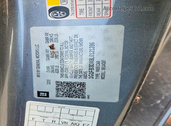 1G1FB3DX8L0121286 2020 CHEVROLET CAMARO Gray Շարժիչի բաժամունքի տեսք