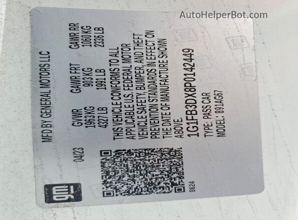 1G1FB3DX8P0142449 2023 CHEVROLET CAMARO Белый Вид подкапотного пространства