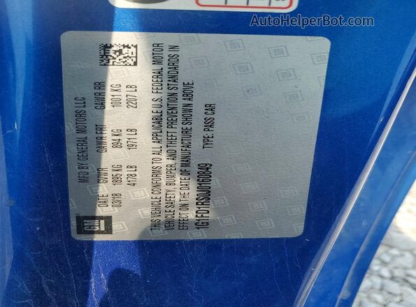 1G1FD1RS0J0160849 2018 CHEVROLET CAMARO Blue Widok komory silnika