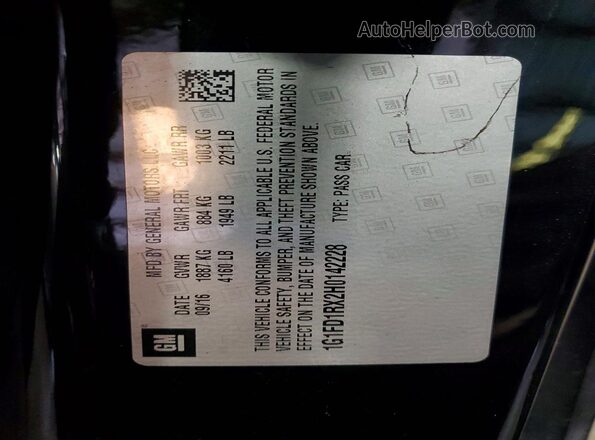1G1FD1RX2H0142228 2017 CHEVROLET CAMARO Black Vista del compartimento del motor